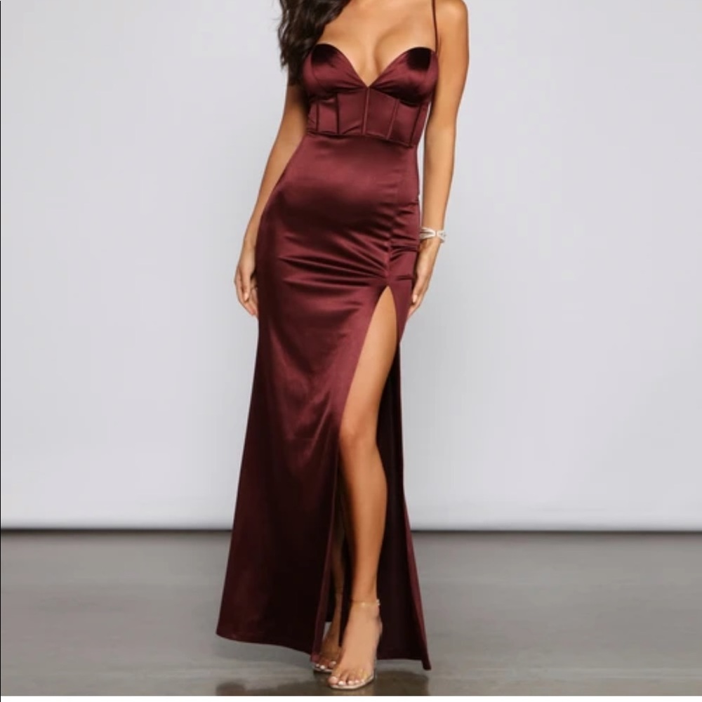 Burgundy Corset Evening gown
